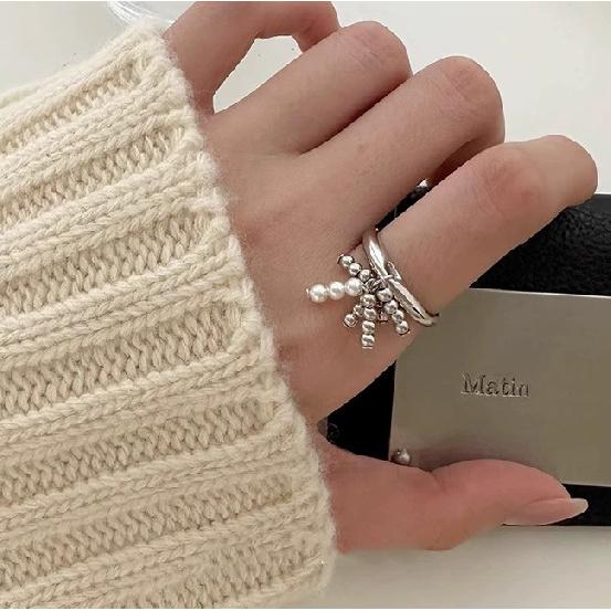 VENTFILLE 925 Sterling Silver Moon Tassel Opening Female Fashion Ins Ring Dropship Wholesale