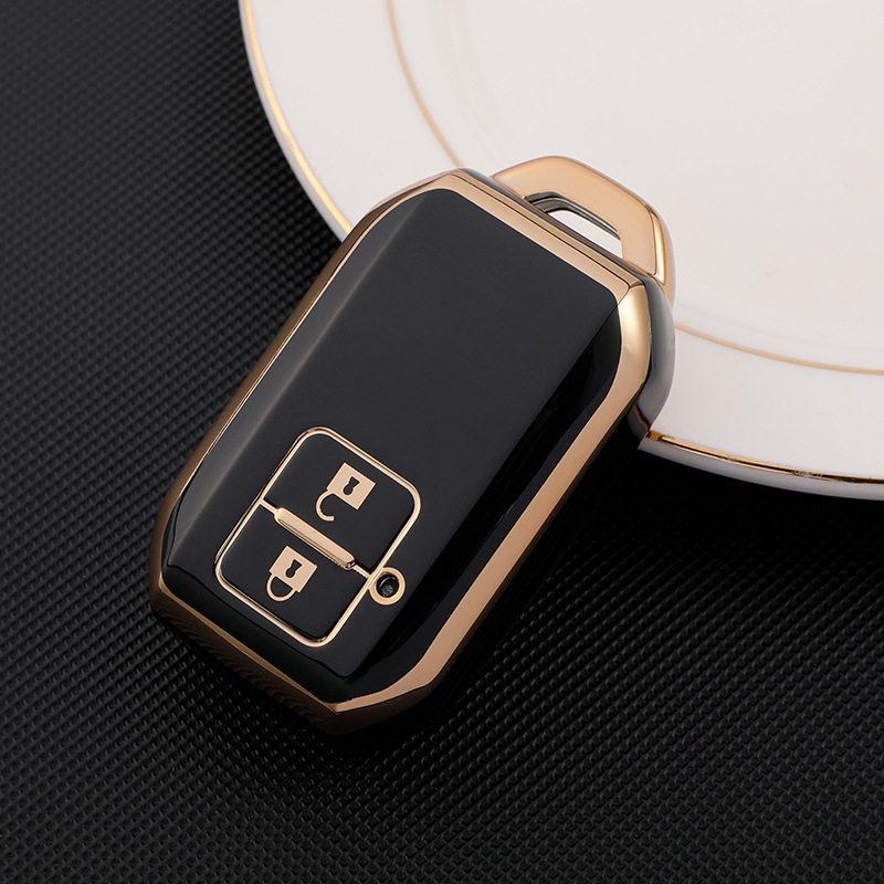 Gold Edge TPU Soft Rubber Car Key Cover for Suzuki Jimny 2-Button New Model