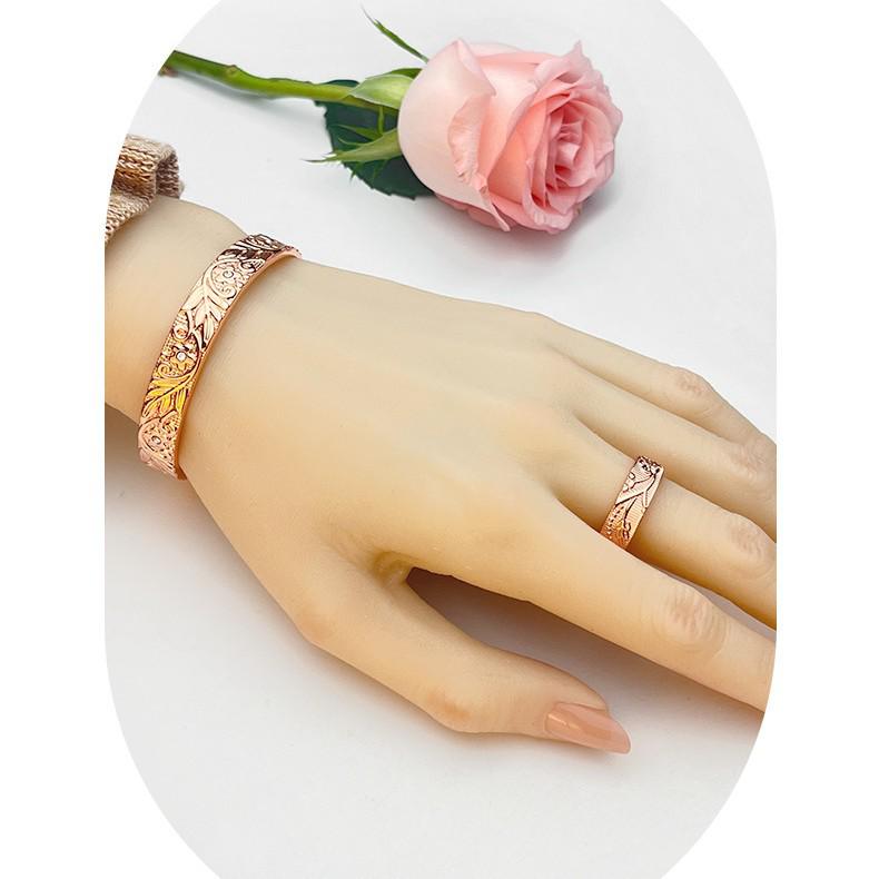 Retro Floral Copper Bracelet with Openwork Design - European & American Style