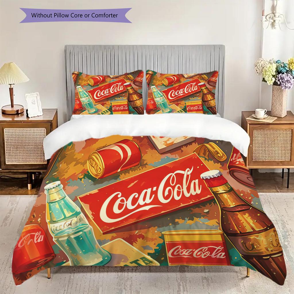 Vintage Cocacola Bottle Artwork Bedding 1 Duvet Cover 2 Pillowcase Without Core Soft And Comfortable Bedding Set Duvet Cover And Pillowcase