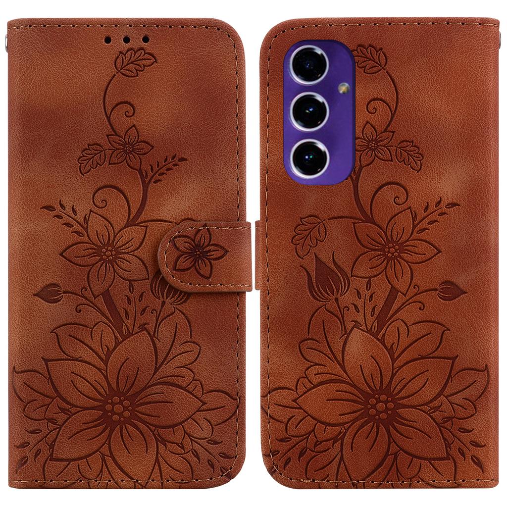 For Samsung Galaxy A16 5G/A16 4G Case Lily Flower Imprint Leather Phone Cover with Stand