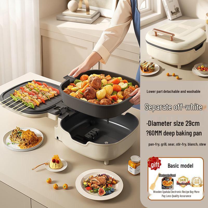 Macchina Elettrica Multifunzione per Crêpes e Pancake, Riscaldamento su Entrambi i Lati, Antiaderente, Grande Capacità