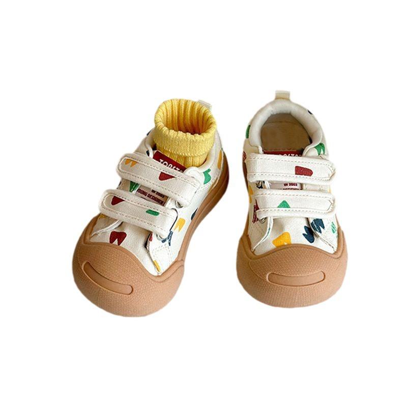 Children's open smile biscuit shoes spring and autumn new boys and girls ins board shoes soft sole versatile baby canvas shoes tide