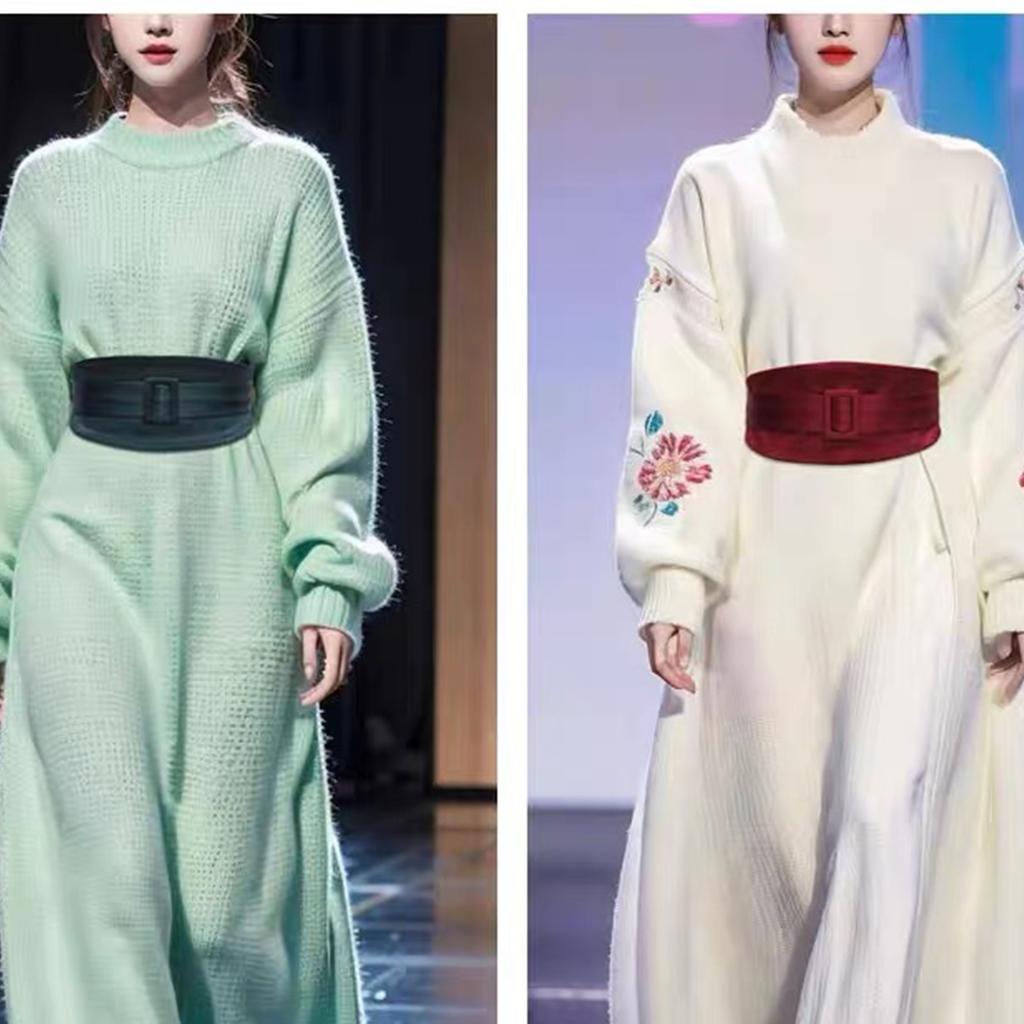 Mode Korsettgürtel für Kleid Breiter Taillengürtel Dekorativer Taillenformer Verstellbarer Doppellagen Waspie-Gürtel für Pullover