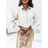 Autumn long-sleeved simple solid color V-neck women's shirt shirt women's clothing