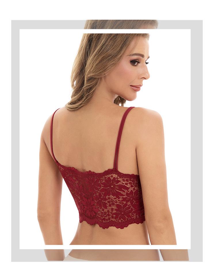 Plus Size Floral Lace Backless Strapless Sports Bra Camisole for Women - Anti-exposure Vest