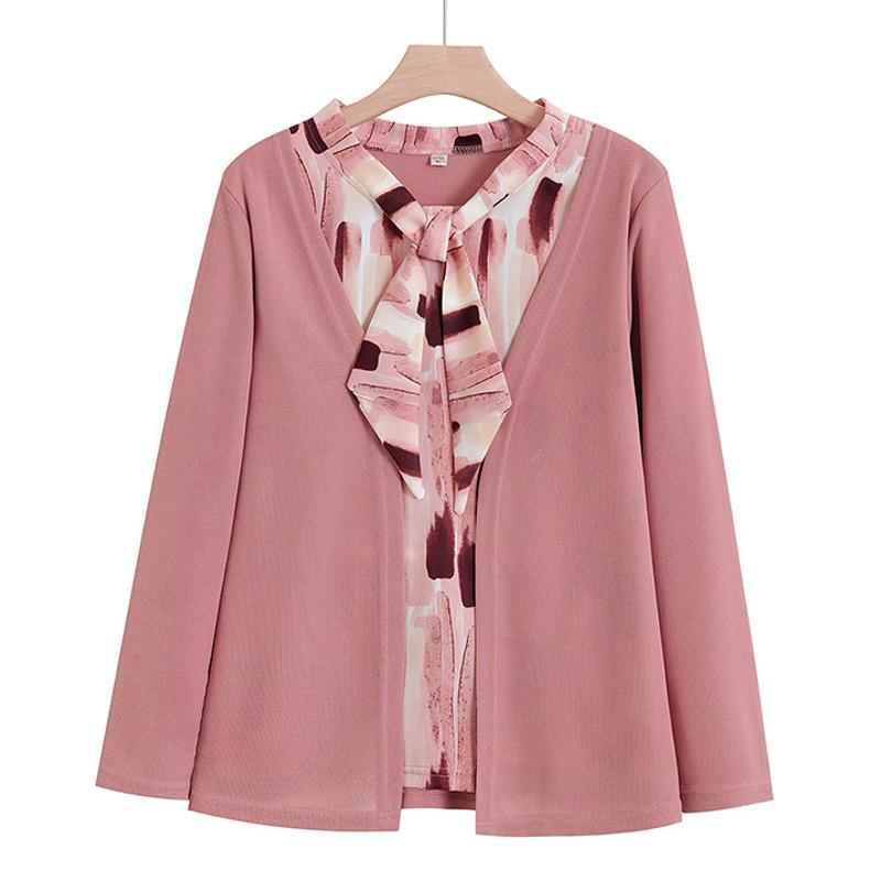 

Stylish Women s Spring/Autumn Two-Piece Long Sleeve Top for Mothers Aged 40-50 XL (for 80-100 jin) розовый