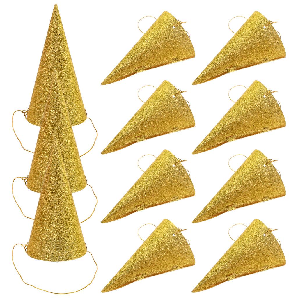 12 Piezas Corona de Cumpleaños Cono Brillante Sombreros de Fiesta Tamaño Mini para Niños Adultos Cinta Dorada Corona de Cumpleaños Coronación de Bebé