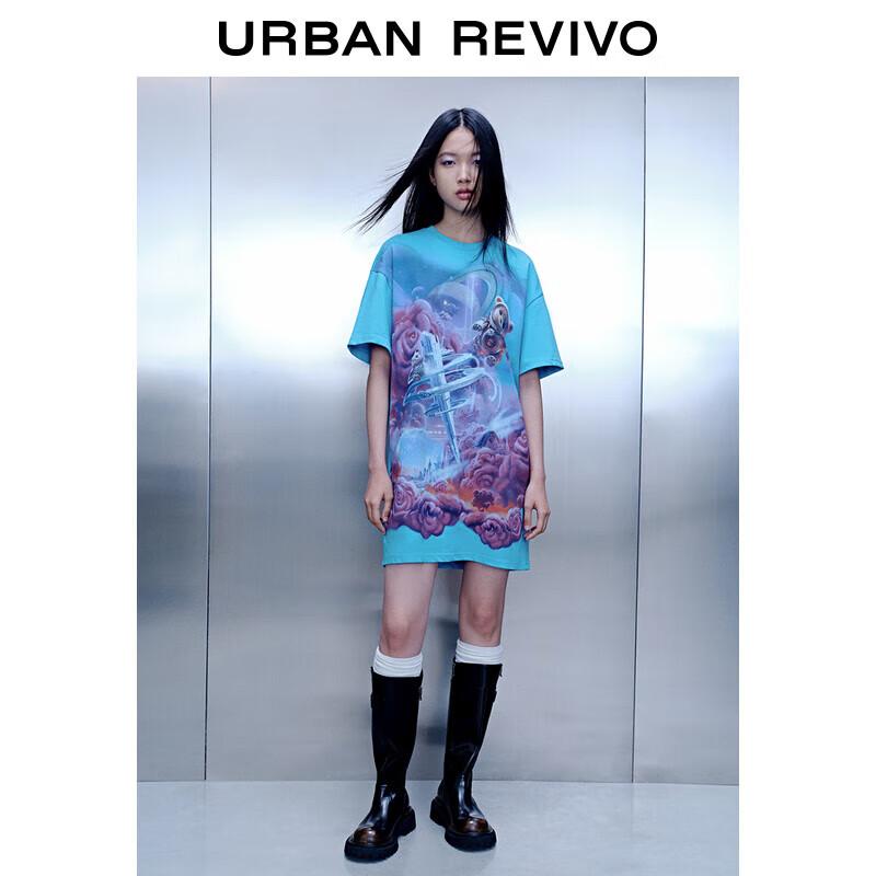 UR 2024 Spring Women s Fun Print H-Line Dress S