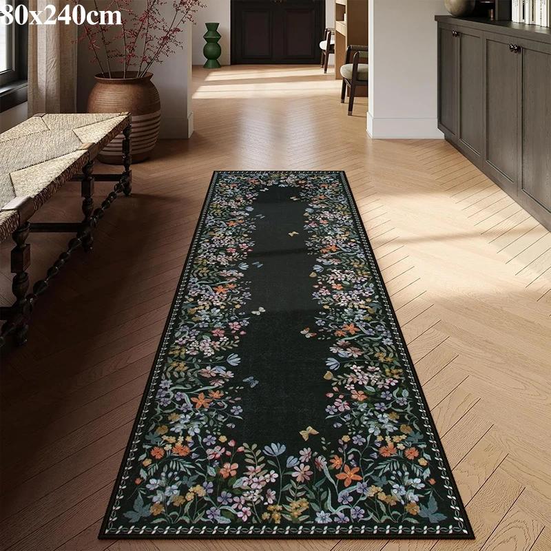Tappeto per Corridoio Passerella Tappeto Lungo Lavabile in Macchina Pieghevole Antiscivolo Tappetino per Pavimento Tappeti Fiore di Primavera Decorazione per la Casa per Soggiorno