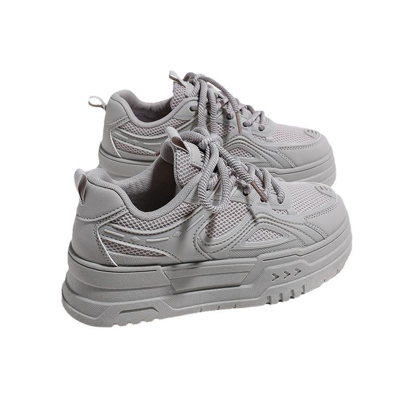 Global Platform White Shoes Women's Spring Breathable Mesh 2025 Versatile Height-increasing Casual Board Shoes KMMRX8083