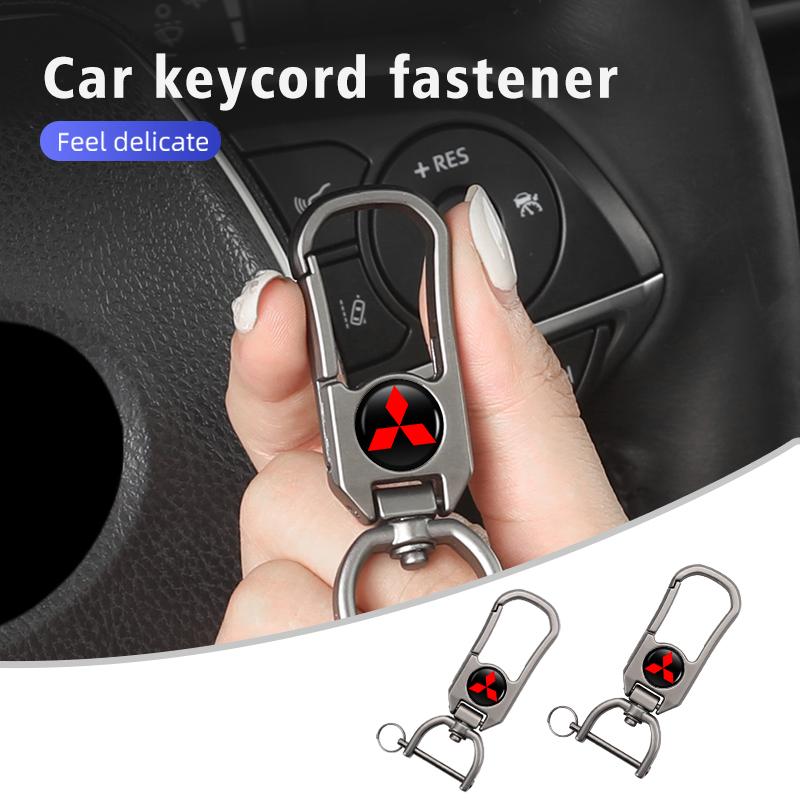 xkhr10 For Mitsubishi Aluminum Alloy Car Styling Keychain Emblems Keyring Key Decoration Ring Outlander Lancer L200 ASX Pajero Grandis