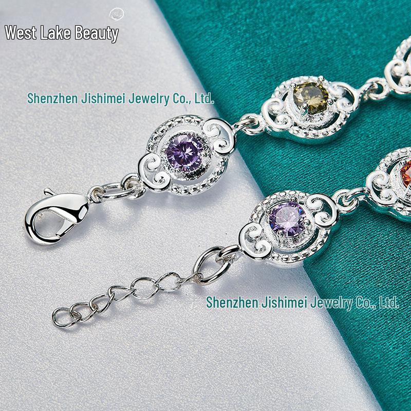 West Lake Beauty Multicolor Zircon Silver Bracelet for Women