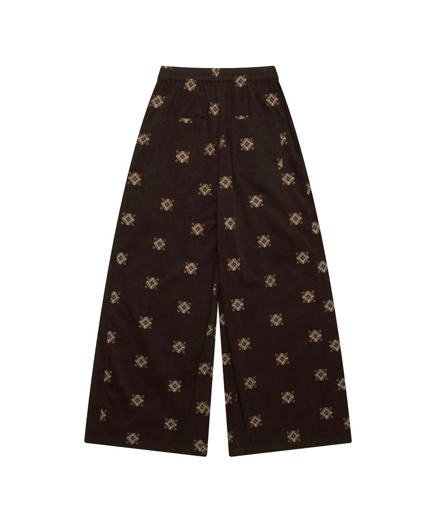 Seutyudioaenpaleukeu Ethnic Corduroy Wide Pants_Brown