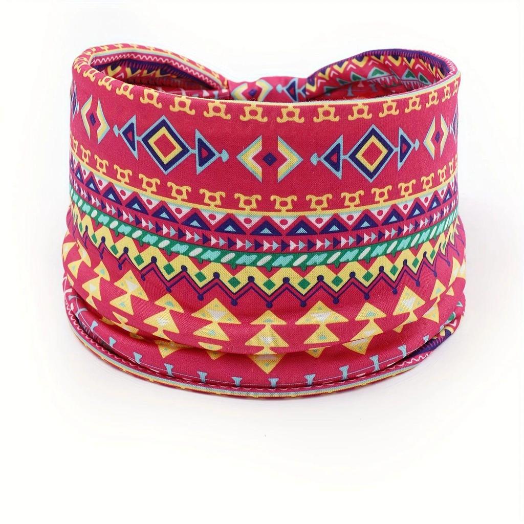 Women's Bohemian Cashew Yoga Headband - Sweat-Absorbing, Elastic Cotton Hair Accessory
