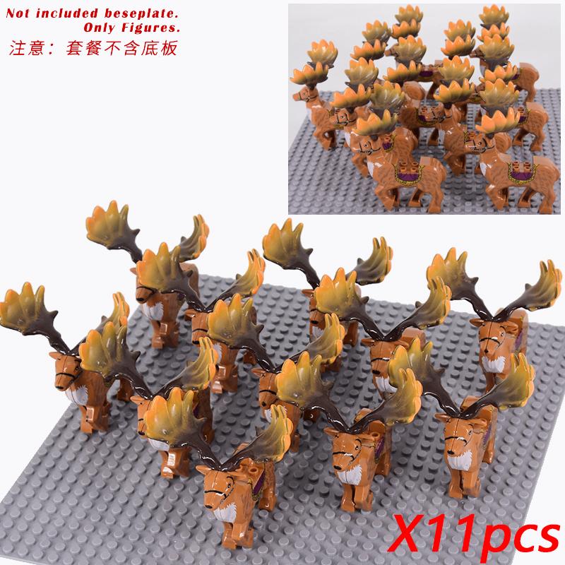 11pcs Medieval Action Figures Lotr Soldiers Armored Wolf Rider Upgraded Version Mount Knights Building Blocks Bricks Toys