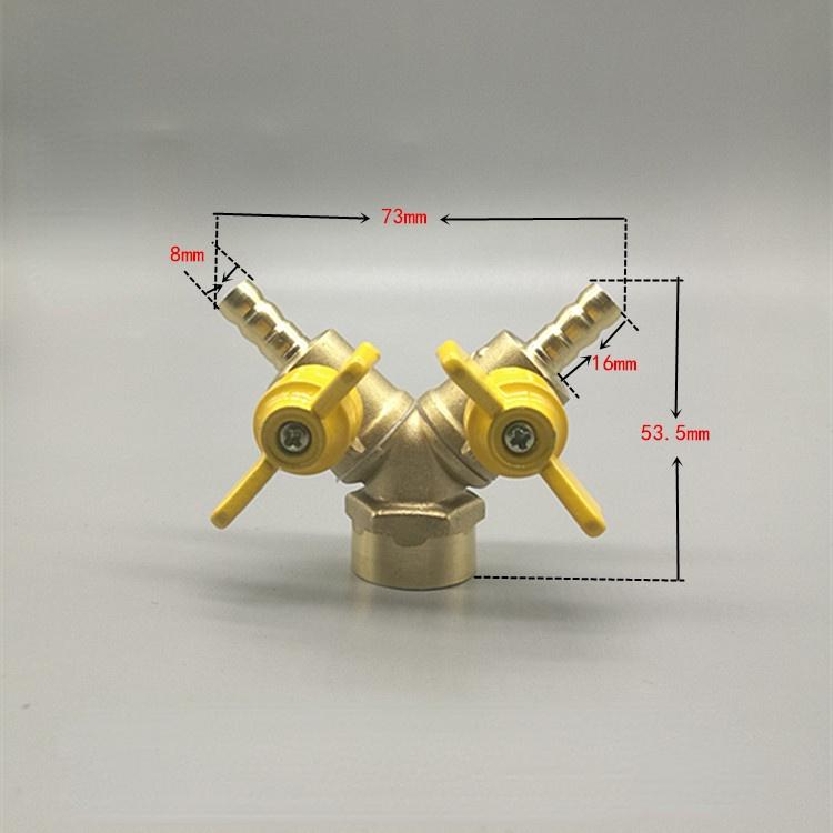 6mm 8mm 10mm 20 Schlauchtülle Y-Stück Drei 3-Wege Messing Absperrkugelhahn Rohrverschraubung Verbinder Adapter für Kraftstoff Gas Wasser Öl Luft