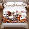 Horse Theme Soft Blanket Personalized Custom Name Text Print Warm Blanket Home Sofa Bedroom Decor