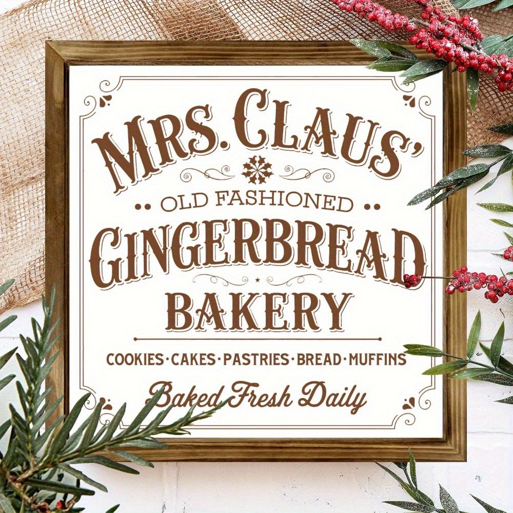 Mrs. Claus Gingerbread Bread Wood Wall Sign-Country Farmhouse Christmas Decoration, Vintage Kitchen Art, Classic Multi-Purpose