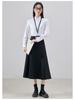 Women's Blue Long-Sleeve Professional Shirt - Solid Color, Ideal for Spring/Autumn Office and Interview Wear