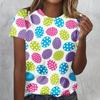 2025 Women's Street Fashion T-shirt Easter Series 3D Printed Short Sleeve Versatile Loose Casual Round Neck Top Women's Wear