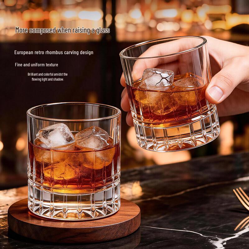 QINGPINGGUO Reinforced Crystal Glass Whiskey & Juice Cup Set