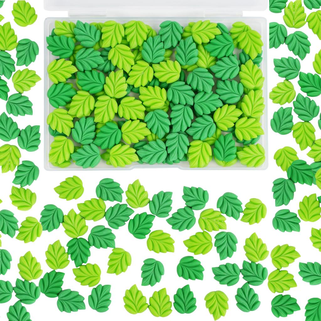 YOUOWO Mixed Resin Leaf Decorative for Cute Resin Decorations 100-Piece Parts, Green, Crafts, Handmade,