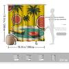 Watermelon & Palm Tree Shower Curtain – Vibrant Yellow Green Pool Scene, Tropical Beach Design, Polyester, Includes Hooks