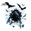 Realistic Crack Effect Wall Decor Halloween Sticker, Pumpkin/Zombie/Werewolf/Clown Print, Waterproof PVC Self-Adhesive Decals, Self Adhesive
