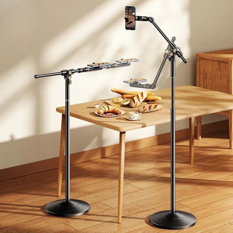 Oatsbasf Multifunctional Metal Phone Floor Stand Height Adjustable Stand for Live Broadcast Bracket Lazy Stand Phone Holder чёрный