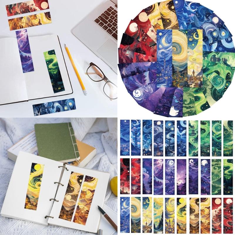 30Pcs Oil Painting Theme Bookmarks Gift for Book Lover Writer, Paper Reading Bookmarks Book Page Holder for Reading