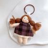 Cute Cartoon Doll In Floral Dress for Woman Girls Pendant Bag Decor Braid Accessory Fabric Plush Toy Decoration Bag Charm