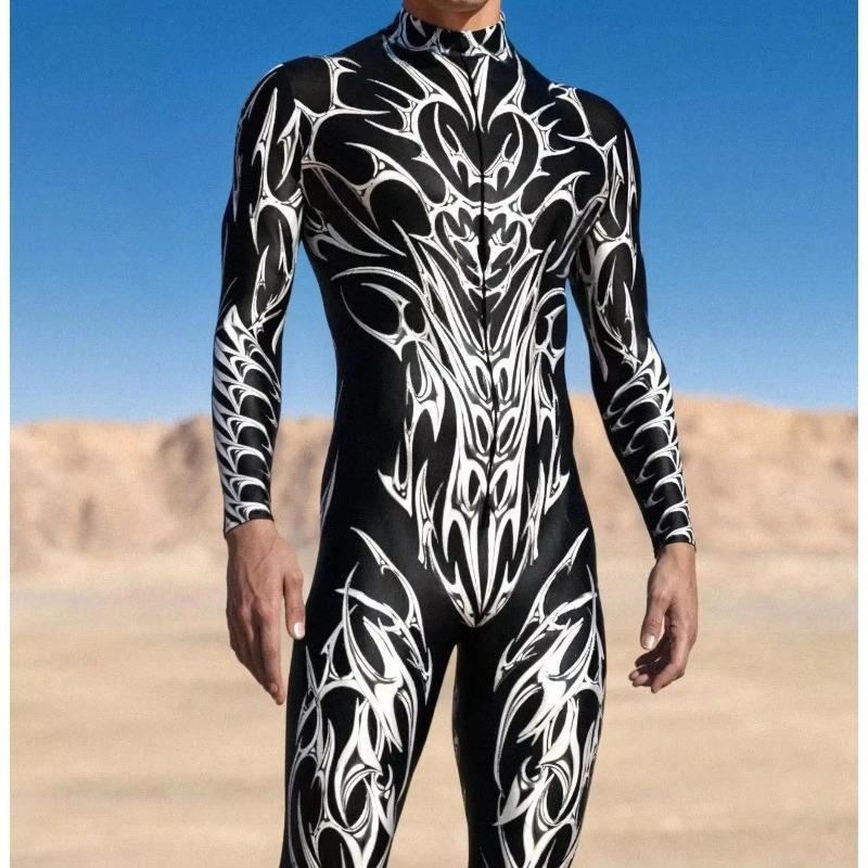 Colanți Halloween Imprimare Digitală 3D Costum Cosplay Adult Dintr-o Bucată Bărbați Costum de Scenă Salopetă Ținută Petrecere Dans