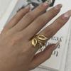 Punk Exaggerated Irregular Metal Wide Rings for Women Men Stacked Texture Strip Gold Color Finger Rings Stainless Steel Jewelry