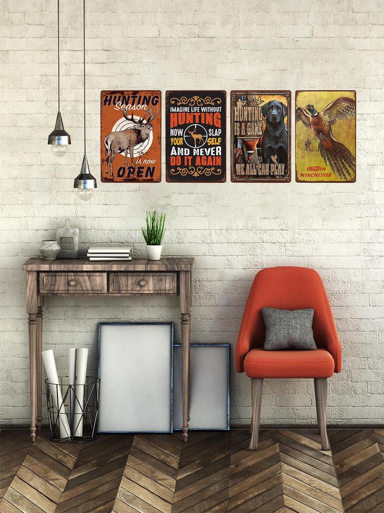 Jagd Metallschild Blechschild Retro Jäger Plakette Eisenmalerei Jagd Poster Geschäft Vintage Wandkunst Dekoration Heimschilder 20x30cm