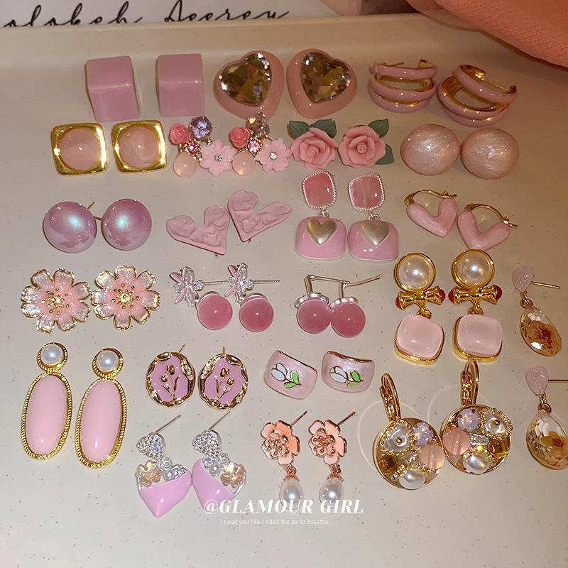 

GemChic женские серьги-гвоздики с иглами, розовые серьги из цинкового сплава, модные простые милые серьги, ювелирные изделия на день рождения, Рождество, подарок