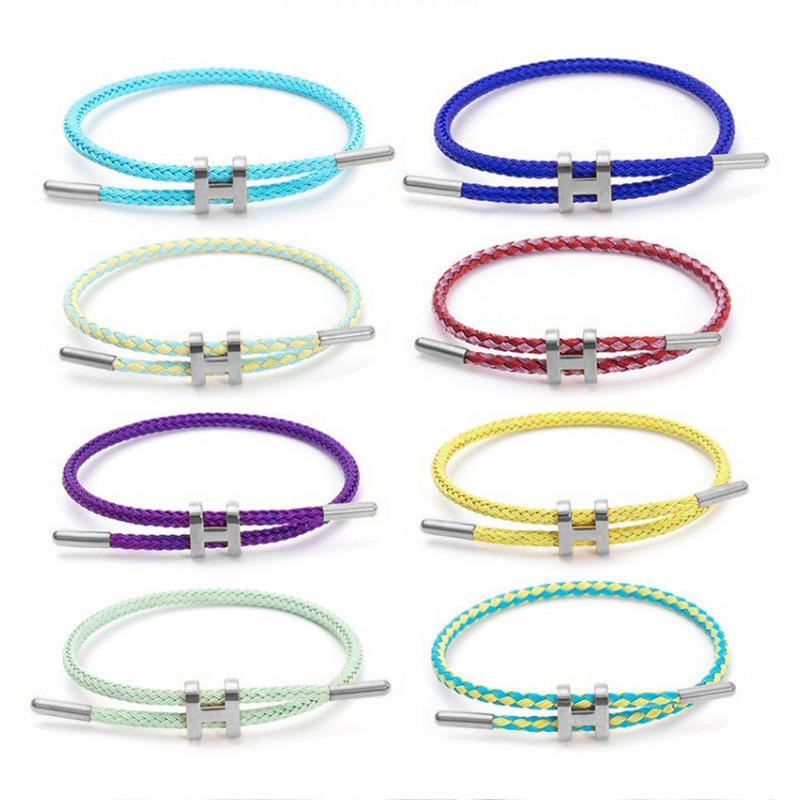 Bracciale in Acciaio a Forma di H: Acciaio Inossidabile Regolabile, Oro 3D, Impermeabile, Resistente al Sudore, Design a Corda