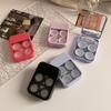 simple Style Contact Lens Case with Mirror Compartment Storage Box for 2 Pairs Ins Aesthetic Colored Lens Organizer Case