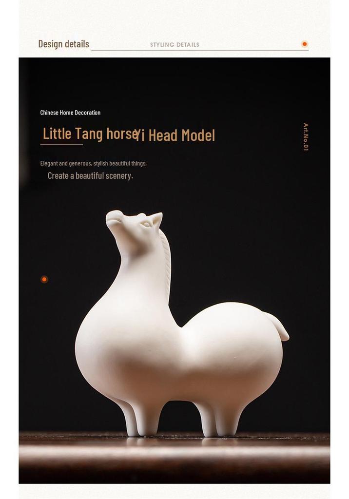 Little Tang Horse Ceramic Tea Pet Ornament - Zodiac Personality Tea Set Accessory for Decoration