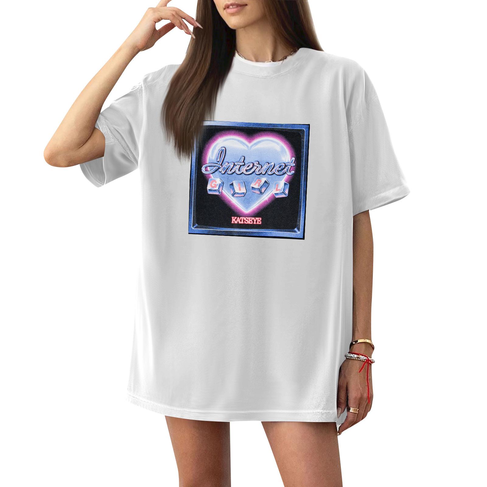 

Women s Casual Letter Print Short-sleeved Top T-shirt XL білий