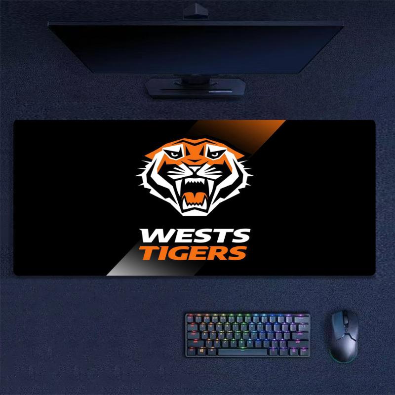 Wests Tigers Mouse Pad, Large Gaming Desk Mat, Non-slip XXL Mousepad for Laptop & Tablet, Mini PC Playmat with Stitched Edges