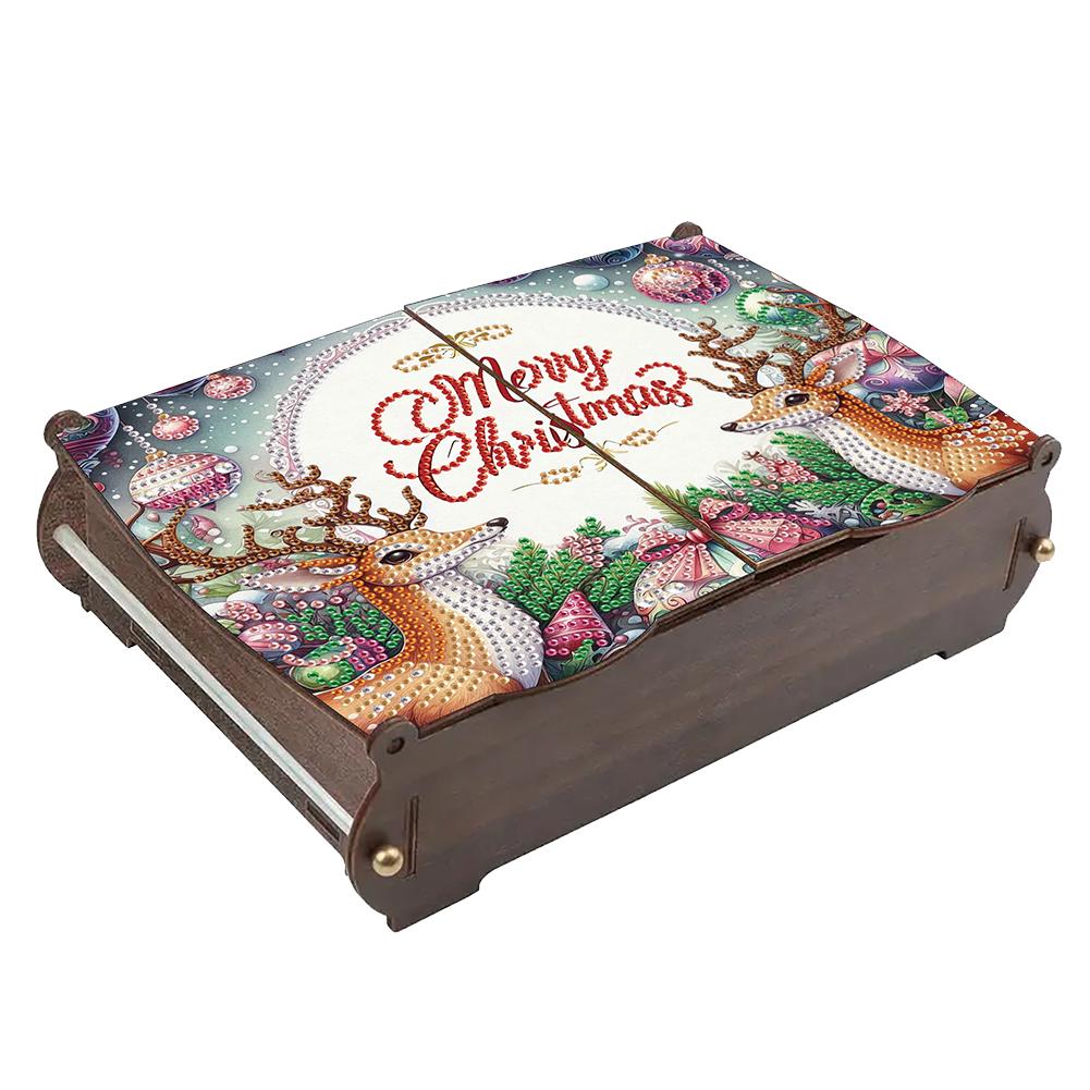 5D DIY Diamond Art Handmade Storage Box Partial Drill Colored Pattern Wood Case Crystal Mosaic Storage Container for Home Decor