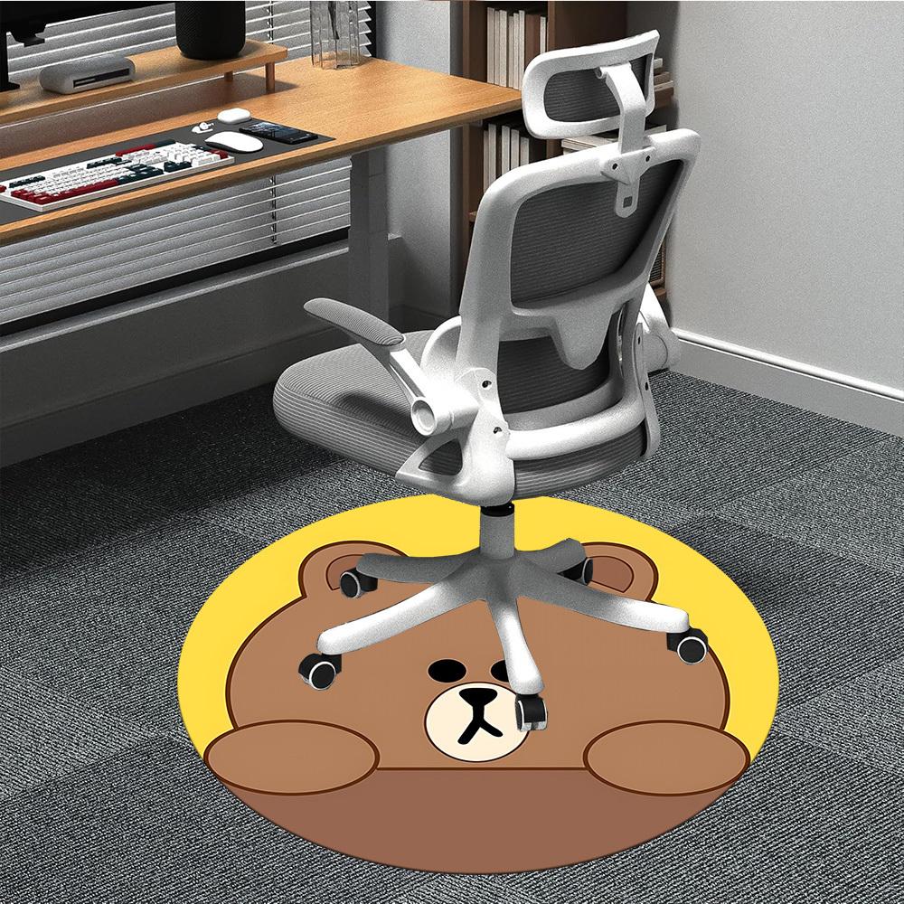 

1pc BROWN Bear Line Office Round Area Rug, Under Office Chairs Bedroom Living Room Home Decor a1022101 80cm by 80cm