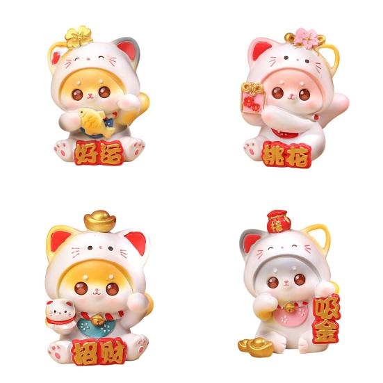 Eye-catching Vivid Expressions Decorative Fine Texture Cat Sculpture Desktop Statue Figurine Gift Office Supplies