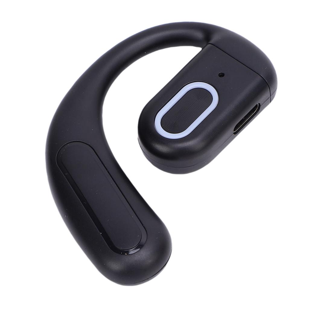 Bluetooth 5.4 Earpiece Noise Cancelling Mic 180mAh Battery Single Ear Headset with Ear Hook for Music Black