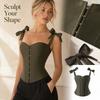 Women's Adjustable Double Strap Corset Top Shapewear with Boning and Lace-Up Back