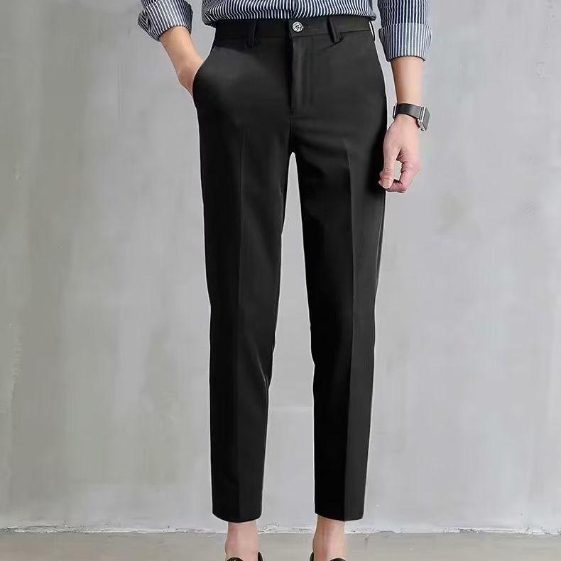 

Чоловічі літні штани для костюма прямого крою - Дев ятиточкові, однотонні, корейського стилю, трендовий робочий одяг. 28 хакі