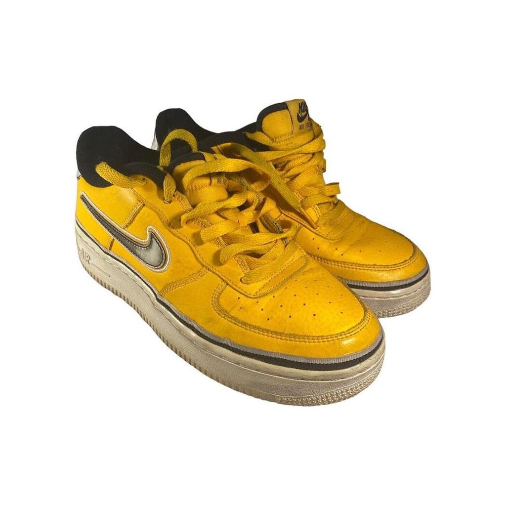 NBA X Nike Air Force 1 Low LV8 GS University Gold Kids Sneakers White-Black BV1248-700