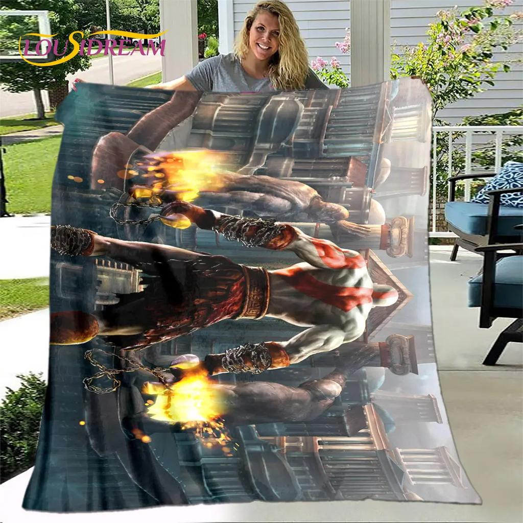 God of War Spiel Spieler Weiche Plüschdecke, Flanelldecke Überwurfdecke für Wohnzimmer Schlafzimmer Bett Sofa Picknick Abdeckung Bettdecke