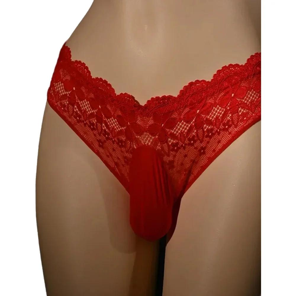 Herren Sexuelle Unterwäsche Sissy Beutel Spitze Höschen Blumen String Niedrige Taille Durchsichtige Slips Durchsichtige Lingerie Schwule Unterhosen
